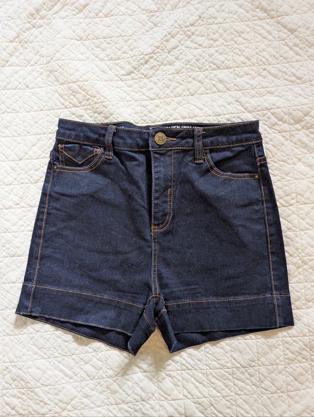 dear creatures Dark Blue High-Rise Denim Shorts